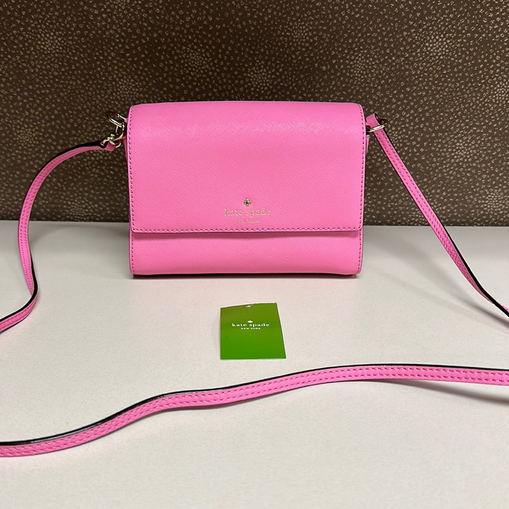 🔥🔥🔥Kate Spade Bubble Gum Pink Cedar Street Magnolia Leather Crossbody Bag